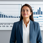 A professional woman in a modest business suit, with perfect anatomy and correct proportions, stands confidently in a bright, modern, minimalist financial environment. Abstract, subtle upward-trending graphs and symbols of diversified growth gently float around her, suggesting a clear financial horizon. The lighting is soft and optimistic, enhancing the sense of peace and security. Professional photography, high-resolution, natural pose, well-formed hands, proper finger count, safe for work, appropriate content, fully clothed, family-friendly.