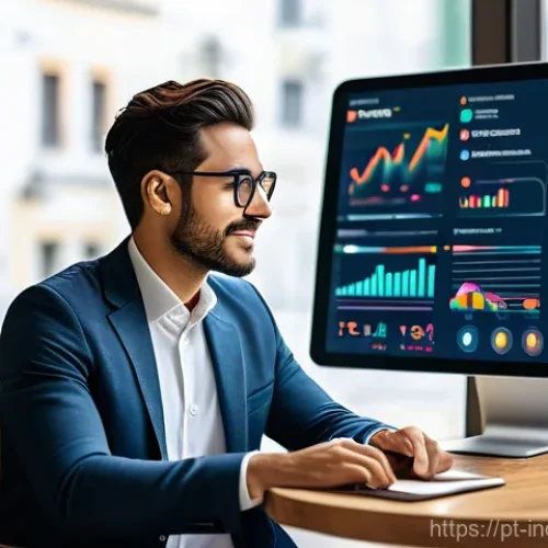 Home 22 인덱스 투자와 부동산 투자 비교 - A vibrant and modern image depicting a young adult, possibly in their late 20s or early 30s, looking...