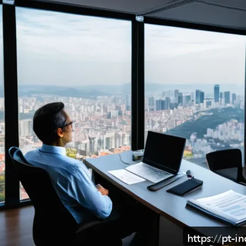 Home 26 인덱스 투자와 경제 지표의 관계 - A professional Brazilian financial analyst sitting at a modern desk in a sleek office overlooking Sã...