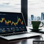 Home 19 대표적인 인덱스 펀드 비교 분석 - A modern Brazilian investor’s workspace featuring a sleek laptop displaying colorful graphs and char...