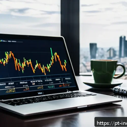 Home 13 대표적인 인덱스 펀드 비교 분석 - A modern Brazilian investor’s workspace featuring a sleek laptop displaying colorful graphs and char...