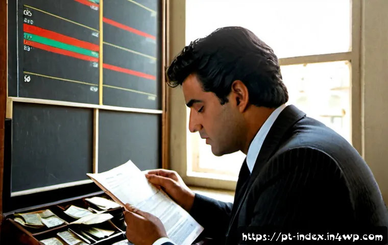 인덱스 펀드의 역사적 성과 - Photorealistic 1980s Lisbon investment office, a Portuguese financial analyst in a modest charcoal s...
